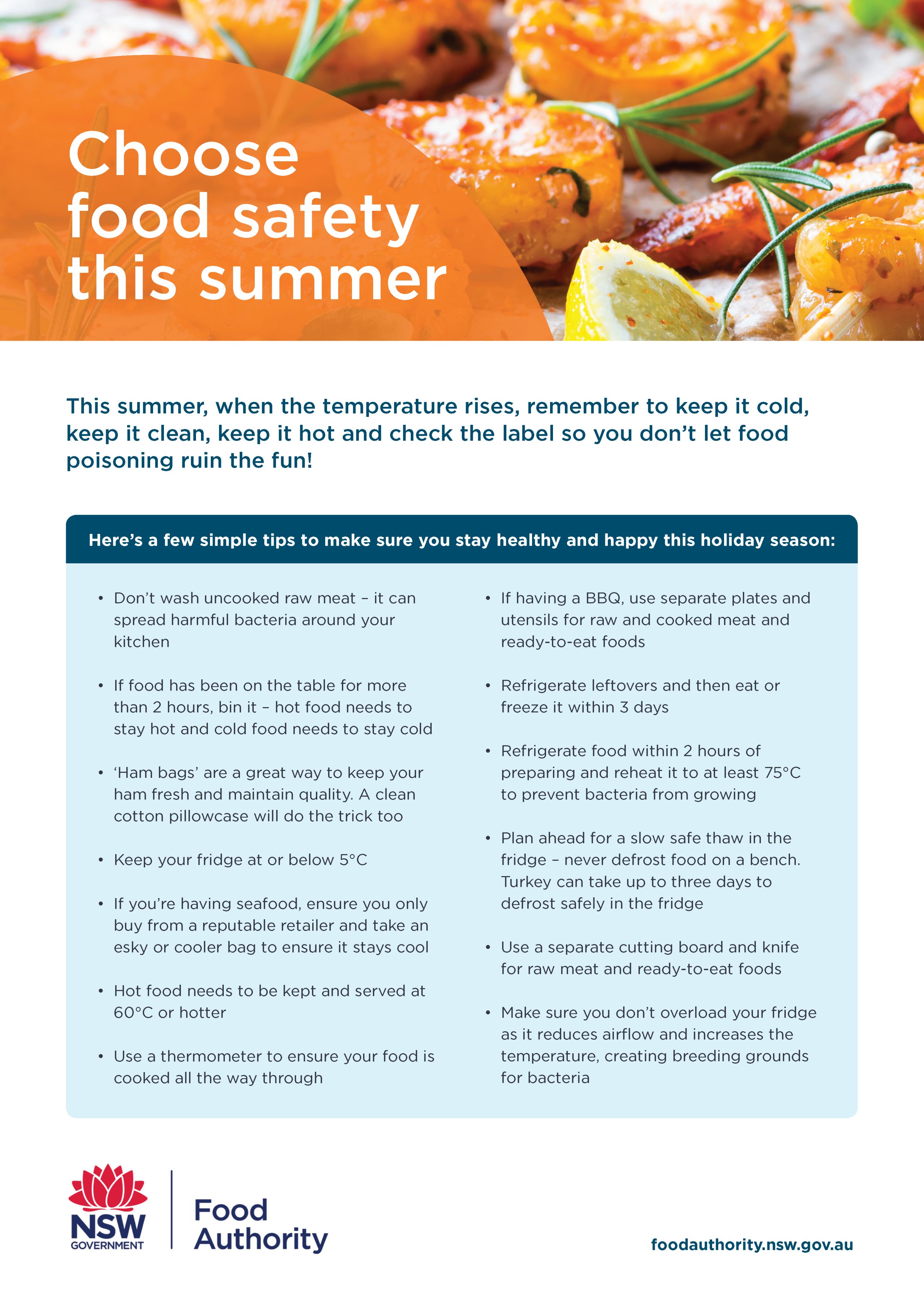 Inset image of food safety tips